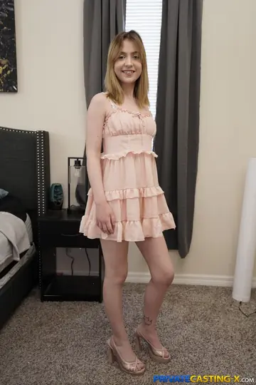 Tall Pale Blonde in Lingerie Has Sex and Spreads Her Hairy Pussy