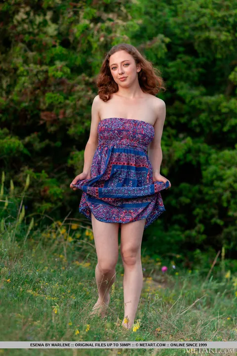 Busty Woman Strips Out of Her Dress in the Forest – photo 2 of 18