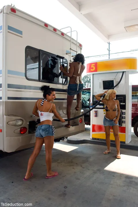 Ebony Trans Dominatrix Commands Bondage in a Bikini Outdoors – photo 8 of 21