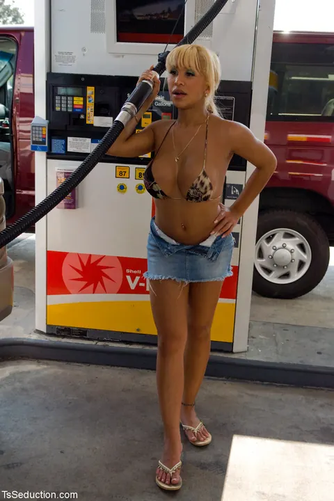 Ebony Trans Dominatrix Commands Bondage in a Bikini Outdoors – photo 9 of 21