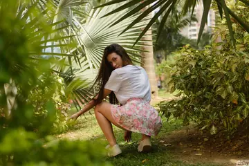Paloma Andaquies – Thick Colombian Brunette in Lingerie and Skirt Spreads Outdoors