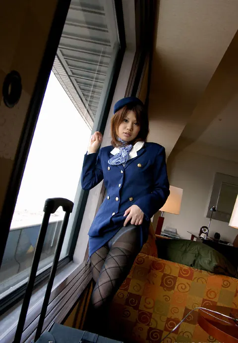 Japanese Redhead Strips Off Her Uniform and Spreads Her Hairy Pussy – photo 15 of 16