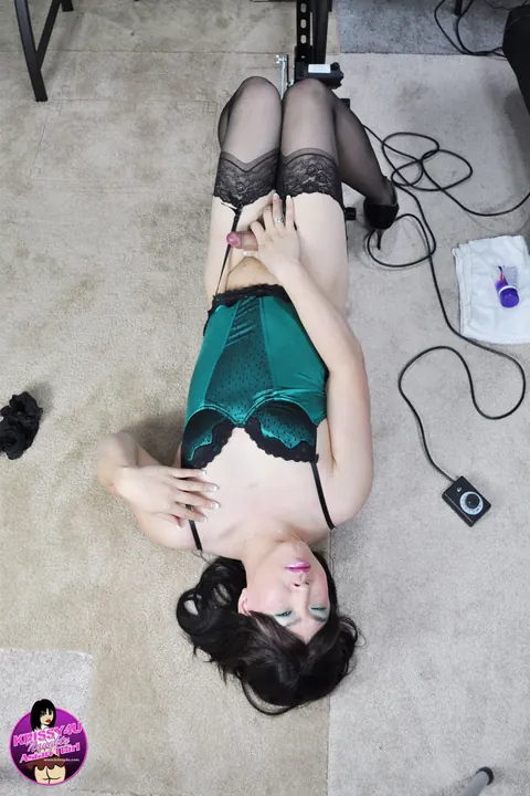 Trans Woman in a Corset and Stockings Toys Her Ass – photo 16 of 16