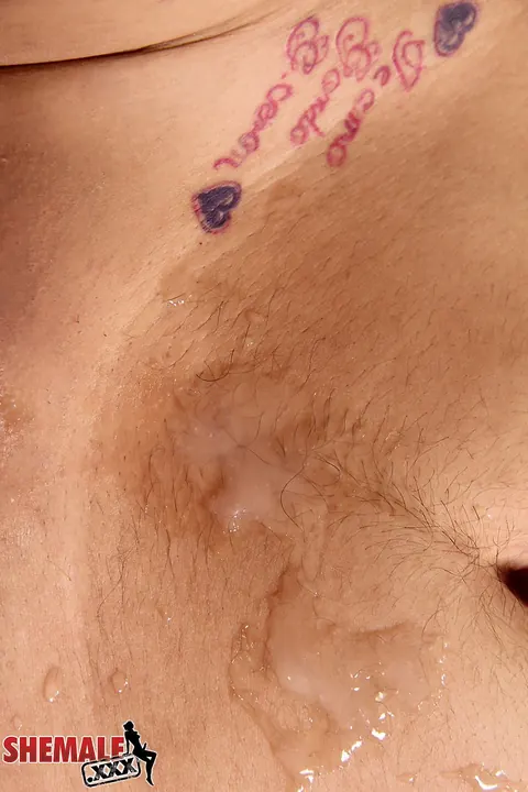 Tattooed Trans Woman Jerks Off and Cums – photo 16 of 16