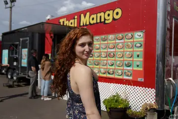 Corsen Gilroy – Petite Curly Redhead Strips Out of Her Panties in Public