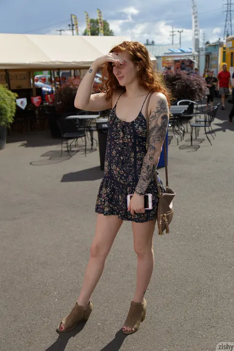Corsen Gilroy: Petite Curly Redhead Strips Out of Her Panties in Public – photo 2 of 13