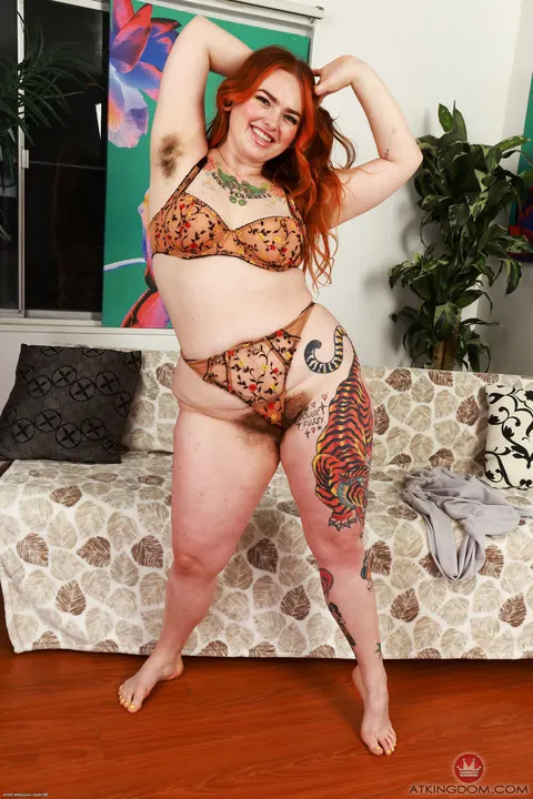 Adora Bell: BBW Redhead in Lingerie Spreads Her Hairy Pussy – photo 6 of 21