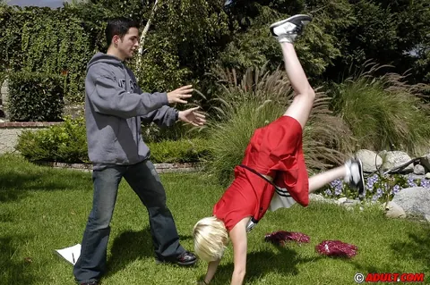 Dezeray: Blonde Flashes Her Pussy at an Audition in the Forest – photo 6 of 16