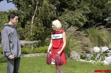 Blonde Flashes Her Pussy at an Audition in the Forest