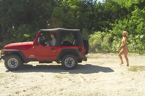 Jenny Lee: Bound Blonde MILF Walks Nude Through Jungle Near Car – photo 13 of 20