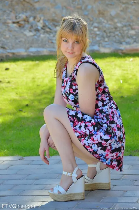 Alyssa Weiber: Busty Blonde Flashes Panties Outdoors and Spreads Her Shaved Pussy – photo 3 of 15