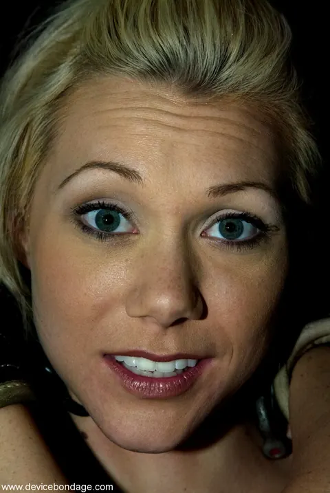 Samantha Sin: Busty Blonde MILF Uses a Dildo While Tied Up with Nipple Clamps – photo 10 of 20