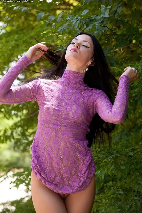 Daloria: Slim Brunette Strips Out of Her Dress Outdoors – photo 11 of 21