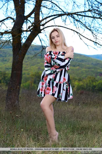 Monika Jelolt – Blonde PAWG Spreads in a Skirt on a Forest Blanket