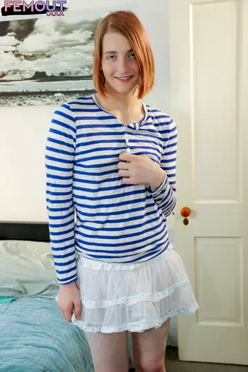 Redhead Trans Woman Flashes Her Tits and Cock