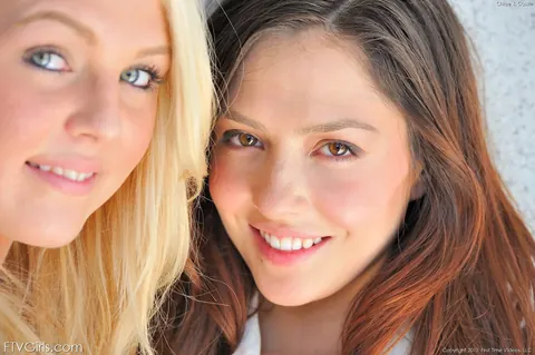 Cassie Laine: Petite Lesbians Strip Outdoors in Shorts for Toy Play – photo 7 of 20