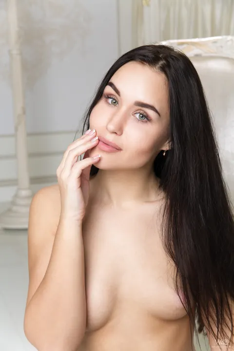 Yaroslava: Brunette in Stockings and Heels Spreads Her Pink Pussy – photo 21 of 21