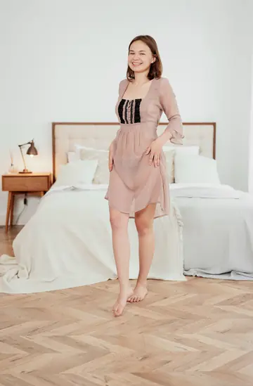 Ukrainian Brunette Strips Nude to Show Her Natural Body