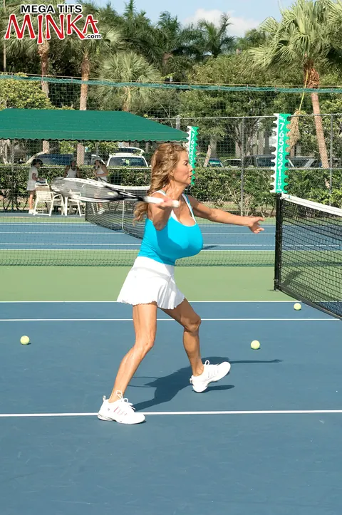 Minka: Asian MILF Bounces Her Big Enhanced Tits in a Tennis Skirt – photo 9 of 16