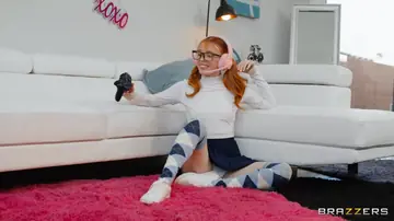 Lauren Phillips – Tall Redhead Joins a Threesome on the Sofa