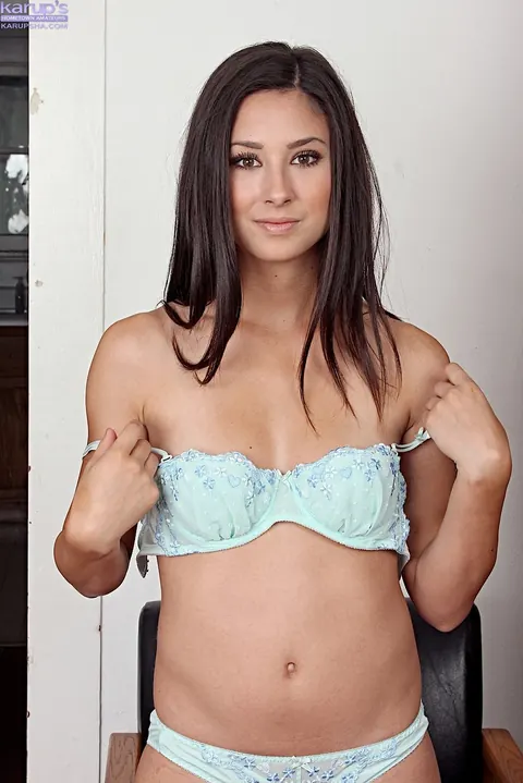 Ryan Reese: Petite Busty Brunette in Lingerie Spreads Her Shaved Pussy – photo 10 of 20