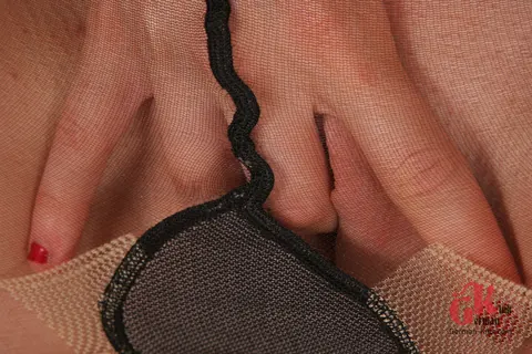 Brunette in Pantyhose and Heels Fingers Her Shaved Pussy – photo 5 of 16