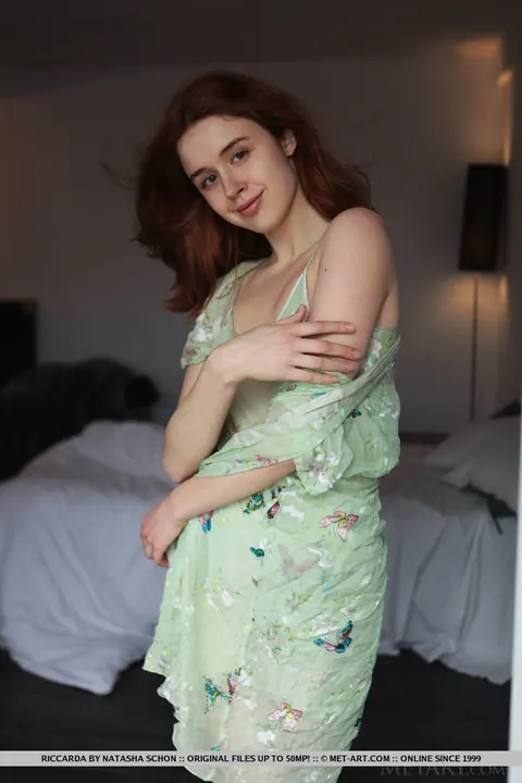 European Redhead Strips Off Her Sheer Dress and Poses Nude – photo 6 of 18