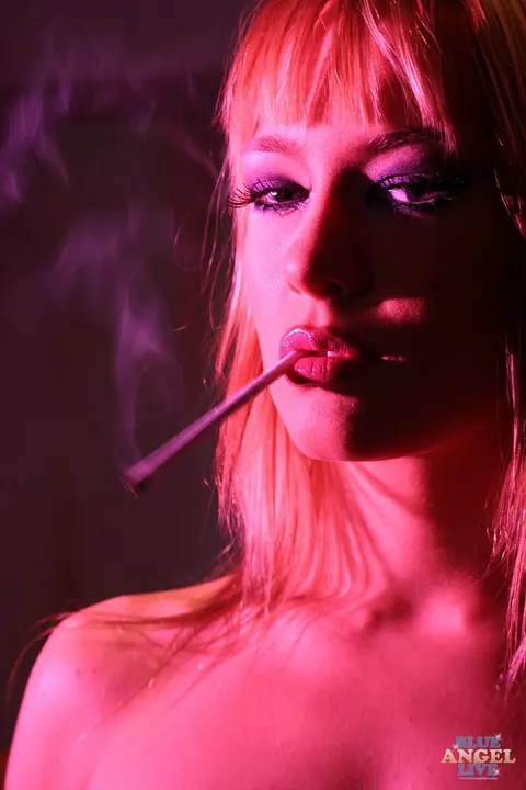 Blue Angel: Blonde European Babe Poses Nude While Smoking – photo 9 of 17