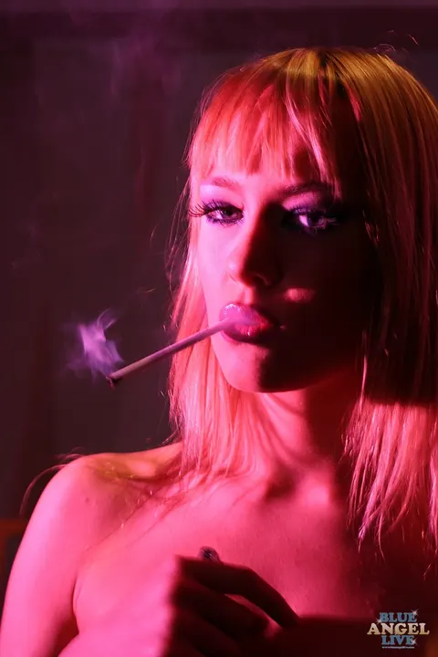 Blue Angel: Blonde European Babe Poses Nude While Smoking – photo 8 of 17