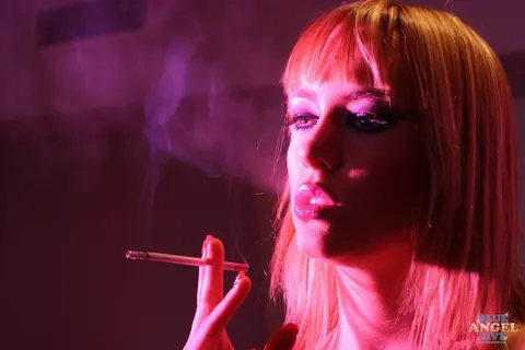 Blue Angel: Blonde European Babe Poses Nude While Smoking – photo 14 of 17