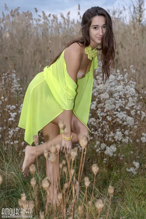 Sugary: Brunette in Panties Spreads Her Shaved Pussy on a Fall Day – photo 17 of 20