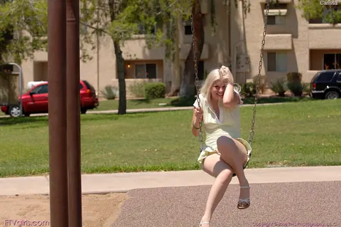 Charlotte Stokely: Thick Blonde Lifts Her Skirt and Flashes at the Playground – photo 19 of 20