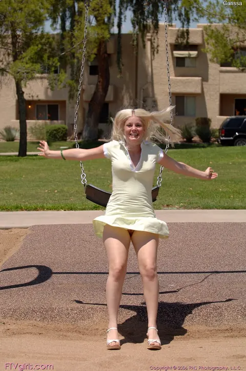 Charlotte Stokely: Thick Blonde Lifts Her Skirt and Flashes at the Playground – photo 20 of 20