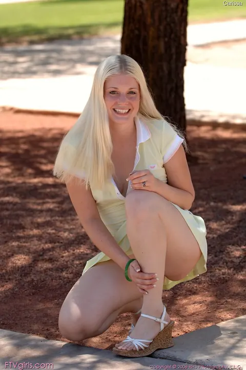 Charlotte Stokely: Thick Blonde Lifts Her Skirt and Flashes at the Playground – photo 3 of 20