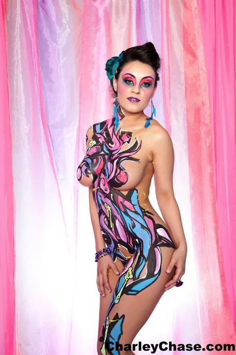 Charley Chase: Busty Latina Brunette Poses in Body Paint – photo 3 of 15