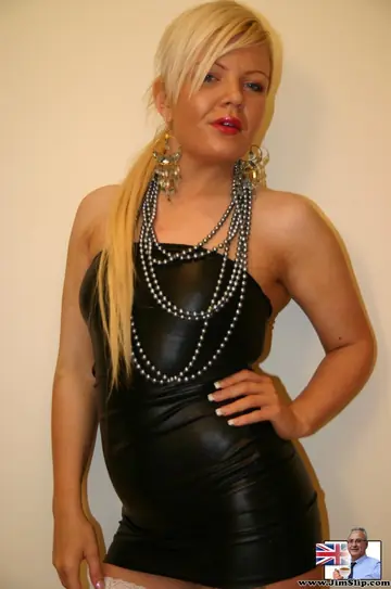 British Blonde in Stockings and Boots Fucks and Gives a Handjob