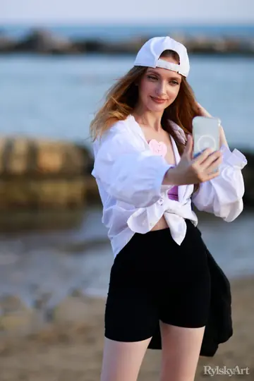 Woman Strips Out of Her Shorts Outdoors and Spreads