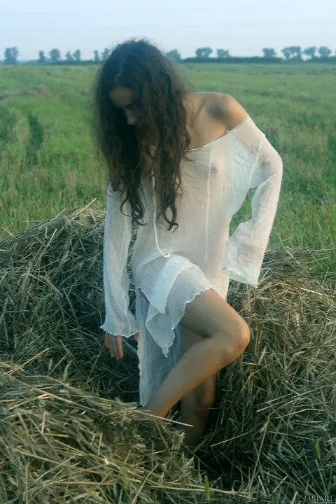 Slim Curly Babe Shows Her Small Tits and Hairy Bush on the Beach – photo 17 of 21