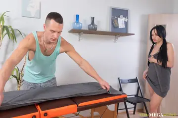 Juicy Leila – Russian Brunette Gets Oiled and Fucked by Masseur Until He Cums on Her Ass