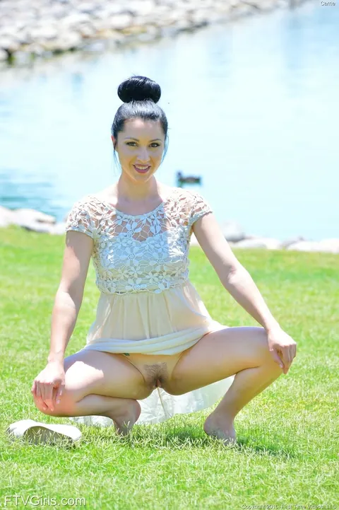 Ashley Burke: Brunette in a Skirt Fucks a Huge Dildo on a Sofa – photo 6 of 20