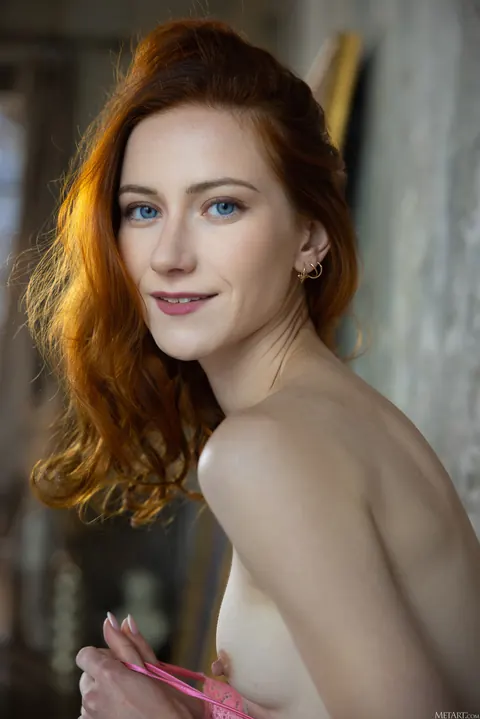 Rona Talin: Tall Skinny Redhead Pulls Panties Aside and Spreads Her Trimmed Pussy – photo 4 of 21