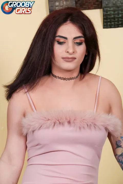 Trans Woman Stands Nude and Turns to Show Her Body Front and Back – photo 1 of 16
