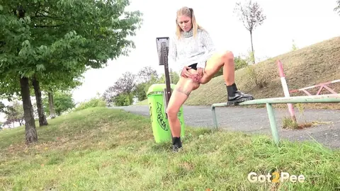 Claudia Mac: Czech Blonde Spreads Her Pussy and Pees on a Public Path – photo 13 of 15