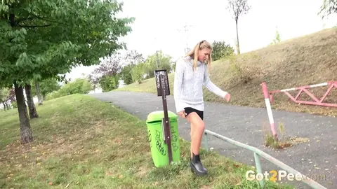 Claudia Mac: Czech Blonde Spreads Her Pussy and Pees on a Public Path – photo 14 of 15