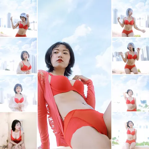 Brunette in Lingerie Poses in a Public Outdoor Setting – photo 1 of 21