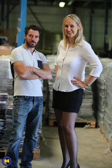 Melany Paris – Tall Blonde MILF Strips in the Office for Anal and Cowgirl