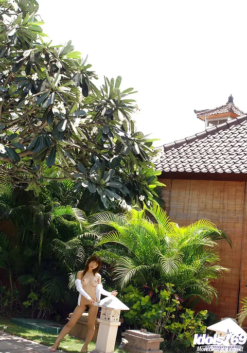 Hikari Hino: Japanese Redhead with Big Natural Tits Poses Outdoors in Panties – photo 9 of 16