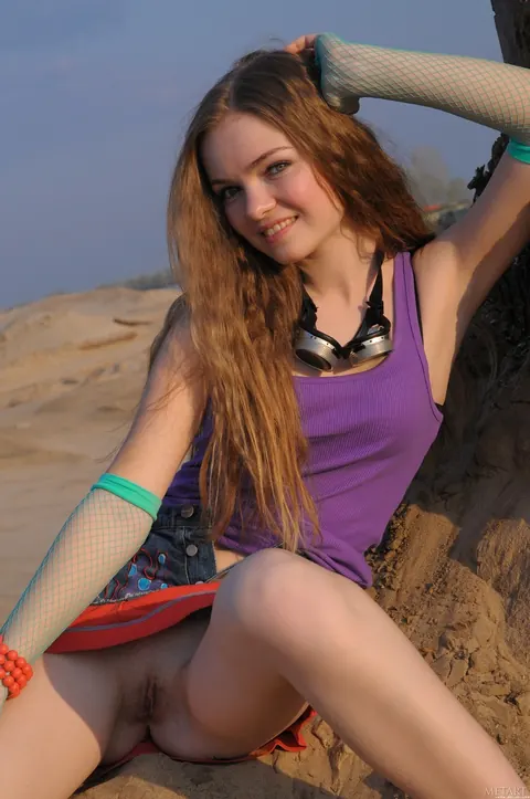 Bridgit A: Petite Redhead Lifts Her Skirt and Spreads Outdoors – photo 5 of 21