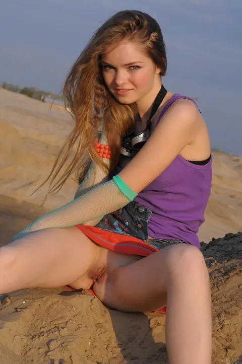 Bridgit A: Petite Redhead Lifts Her Skirt and Spreads Outdoors – photo 8 of 21
