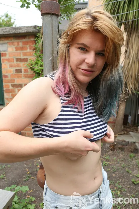 Ophelia Rose: Busty Pale Woman Exposes Her Clit in the Garden – photo 6 of 17